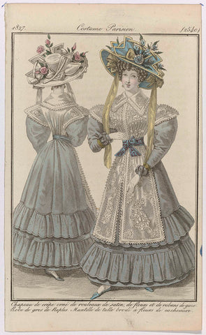 Journal des Dames et des Modes, Costume Parisien, 5 October 1827, (2540): Chapeau de crêp (...), anonymous, 1827 Canvas Print