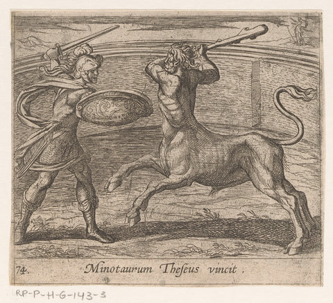 Theseus and the Minotaur, Antonio Tempesta, 1606- 1638 Canvas Print