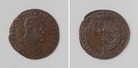 Philip II, King of Spain, calculation medal of the Council of Finance, anonymous, 1556 Canvas Print