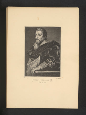 Reproductie van een gravure van een portret van Frans Francken (II) door Willem Hondius, Joseph Maes, c. 1872 - in or before 1877 Canvas Print