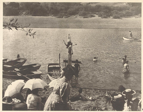 People bathe and sunbathe in a river, California, Harry Smith (photographer), 1981 Canvas Print