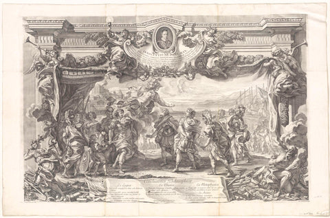 Promotional print dedicated to Innocent XII, May 1693, Robert van Audenaerd, 1673 - 1743 Canvas Print