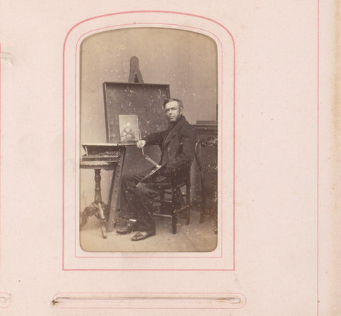 Self-portrait as painter, Leonard de Koningh, 1864 - 1879 Canvas Print