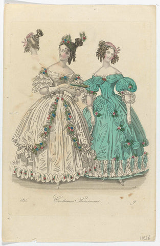 Journal des Dames et des Modes, editie Frankfurt 1836, Costumes Parisiens, (9), Monogrammist M (Italië; 16e eeuw), 1836 Canvas Print