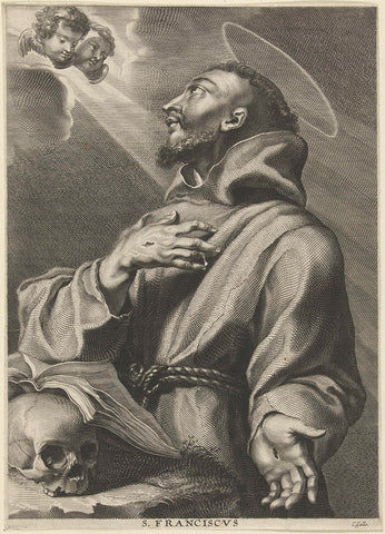 Saint Francis of Assisi, Cornelis Galle (I), 1586- 1650 Canvas Print