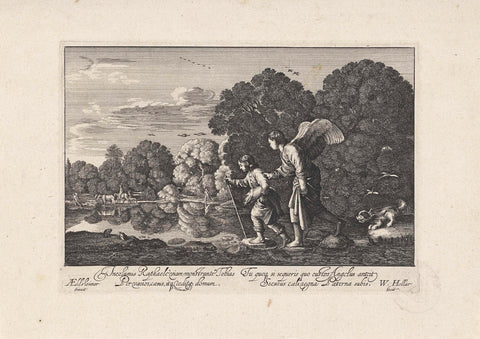 Tobias and the angel, Wenceslaus Hollar, 1644 - 1652 Canvas Print