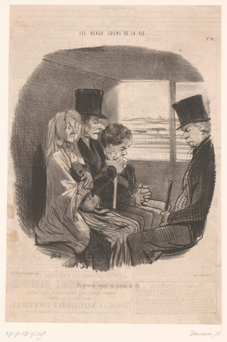 Passengers during their first train journey, Honoré Daumier, 1846 Canvas Print