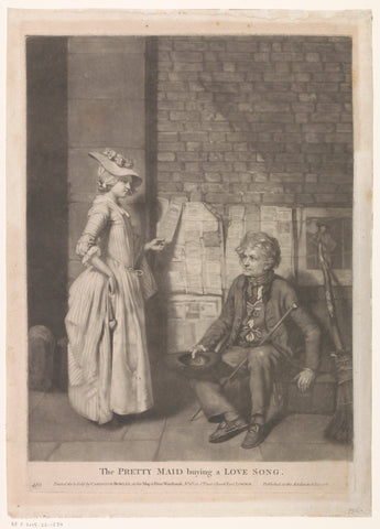 Young woman and a song salesman, John Raphael Smith, 1780 Canvas Print