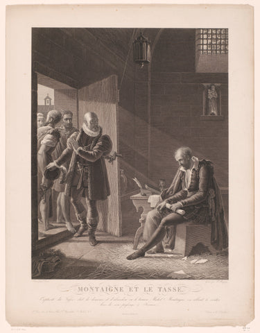 Michel Eyquem de Montaigne visits Torquato Tasso in a monastery, Pierre Charles Baquoy, 1825 Canvas Print