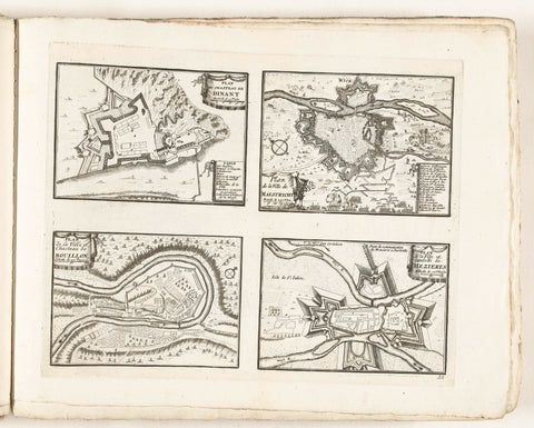 Maps of Dinant, Maastricht, Bouillon and Mézières, ca. 1702, anonymous, 1702 - 1703 Canvas Print