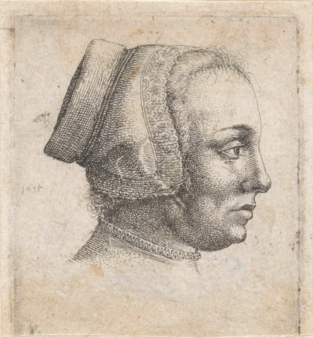 Portrait of a woman with a hat, and profile, Wenceslaus Hollar, 1636 Canvas Print