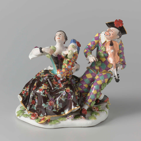 Harlequin Family, Meissen porcelain manufactory, c. 1740 - c. 1744 Canvas Print