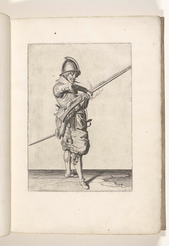 Soldier with a rudder who transfers his fuse from his right to his left hand (no. 14), c. 1600, Jacob de Gheyn (II) (workshop of), 1597 - 1607 Canvas Print