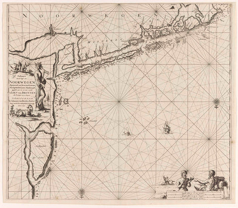 Map of the coast of Norway near Trondheim, Jan Luyken, 1681 - 1799 Canvas Print