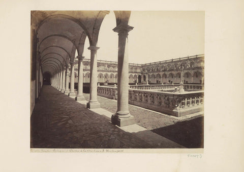 Courtyard with colonnade of the monastery of San Martino in Naples, anonymous, c. 1865 - c. 1875 Canvas Print