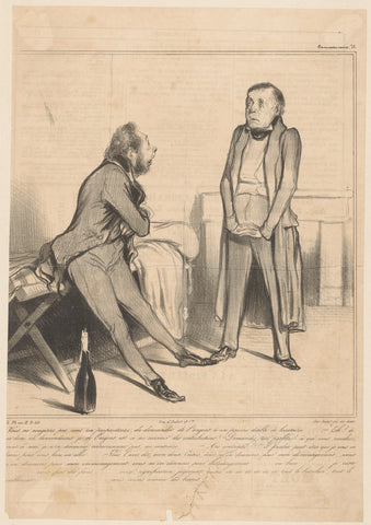 Tenant Robert Macaire refuses to pay debts to his landlord, Honoré Daumier, 1837 Canvas Print