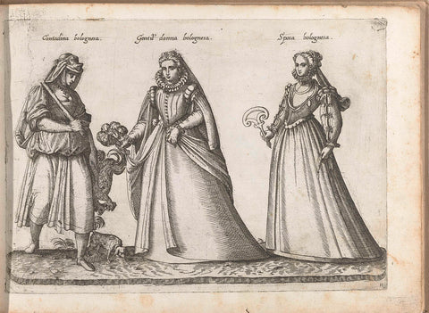 Three women, dressed according to the fashion of Bologna c. 1580, Bartolomeo Grassi, in or before 1585 Canvas Print