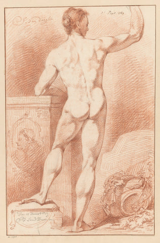 Standing male nude, seen on the back (2nd prize 1769), Johannes van Dregt, 1769 Canvas Print