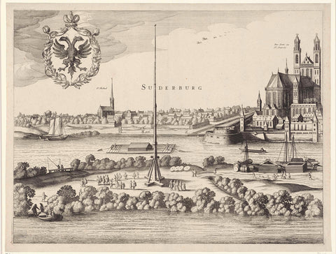 View of Magdeburg, left sheet, Jan van de Velde (II), 1688 - 1727 Canvas Print