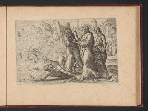 Christ heals a possessed in the area of the Gerasenen, Johannes Wierix, 1573 Canvas Print