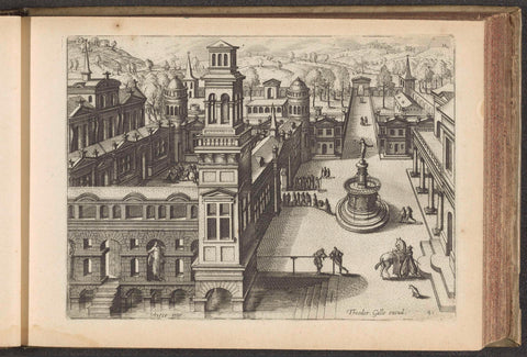 Palace and a square with fountain in a bird's eye view, Johannes or Lucas van Doetechum, 1601 Canvas Print