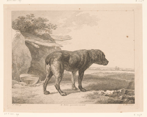 Standing dog in a landscape, Adam von Bartsch, 1809 Canvas Print