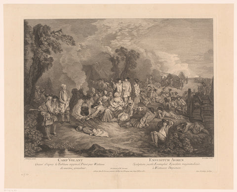 Soldatenkamp met vrouwen en kinderen, Charles Nicolas Cochin (I), 1727 Canvas Print