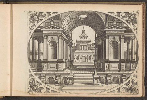 Portal with barrel vault and in the background a city gate, Johannes or Lucas van Doetechum, 1601 Canvas Print