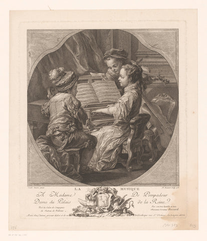 Personification of the music, Etienne Fessard, 1756 Canvas Print