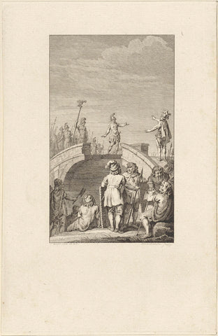 Civilis and Cerialis negotiate on the demolished bridge, 69-70, Reinier Vinkeles (I), 1788 Canvas Print