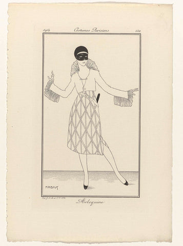 Journal des Dames et des Modes, Costumes Parisiens, 1914, No. 152 : Harlequine, Fabius, 1914 Canvas Print