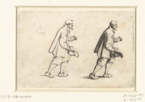 Twice the same walking man, seen on the right, Jacques Callot, 1621 Canvas Print