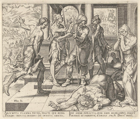 Job hears the bad news from the press, Philips Galle, 1563 Canvas Print