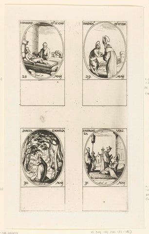 Heilige Germanus van Parijs, Heilige Maximinus van Trier, Heilige Eumelia van Neocaesarea, Heilige Petronella van Rome (28-31 mei), Jacques Callot, 1632 - 1636 Canvas Print