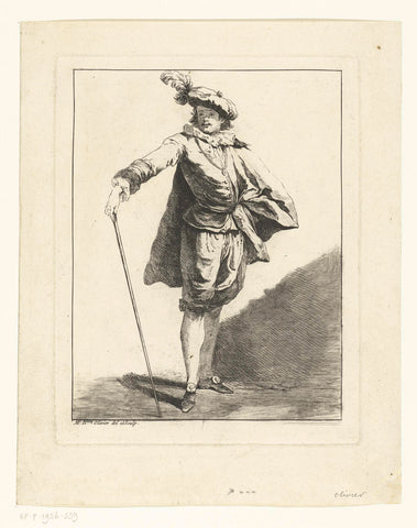 Young man with beret and stick, Michel Barthélémy Ollivier, 1722 - 1784 Canvas Print