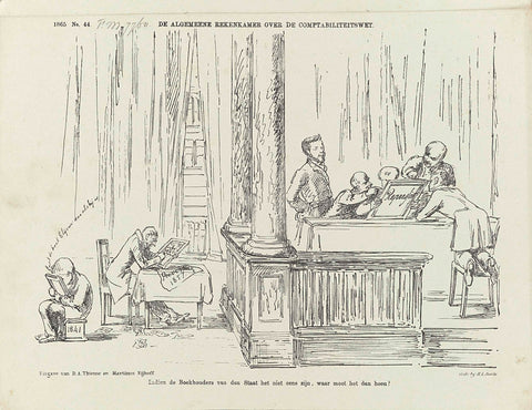 Cartoon on the Court of Auditors, 1865, Johan Michaël Schmidt Crans, 1865 Canvas Print