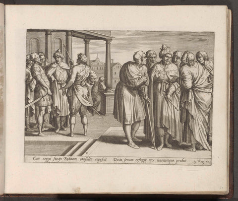 Rechabeam raadpleegt de oudsten en de jongemannen, Hans Collaert (I), 1579 Canvas Print