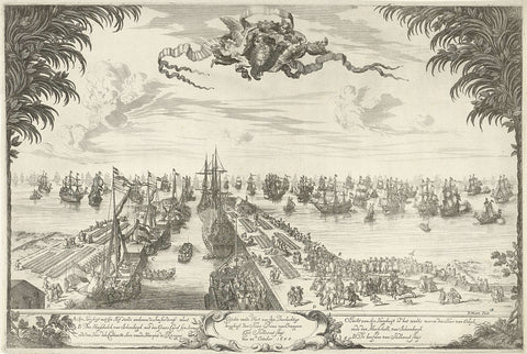 Fleet of William III at Hellevoetsluis, 28 October 1688, Daniël Marot (I), 1688 - 1700 Canvas Print