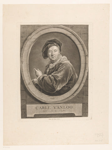 Portrait of Carle van Loo, Pierre François Basan, 1733 - 1797 Canvas Print