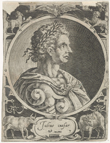 Julius Caesar as one of the nine heroes, Crispijn van de Passe (I), 1574 - 1637 Canvas Print