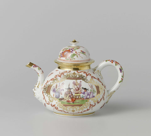 Teapot, multicolored painted with chinoiseries, Meissener Porzellan Manufaktur, c. 1725 - c. 1730 Canvas Print