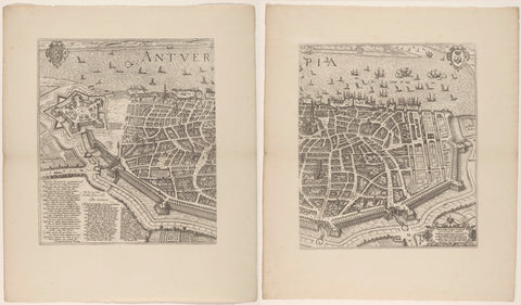 Map of Antwerp, consisting of two parts, Symon Novelanus, 1721 - 1774 Canvas Print