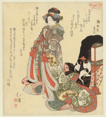 Woman with a role, Totoya Hokkei, c. 1827 Canvas Print