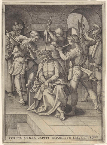 Crowning of Christ thorns, Hieronymus Wierix, 1563 - before 1586 Canvas Print