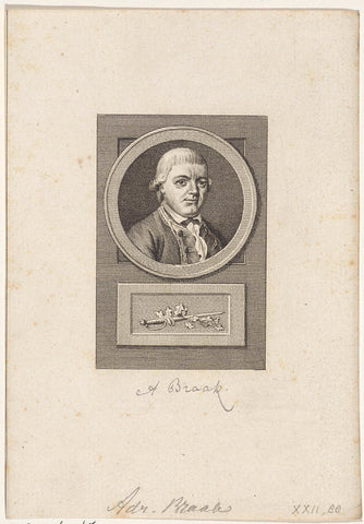 Portrait of Adriaan Braak, Reinier Vinkeles (I), 1783 - 1795 Canvas Print