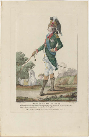 Gallery des Modes et Costumes Français, 1778, O 83 : Artois Dragons, Habit du Colonel (...), Dupin, 1778 Canvas Print