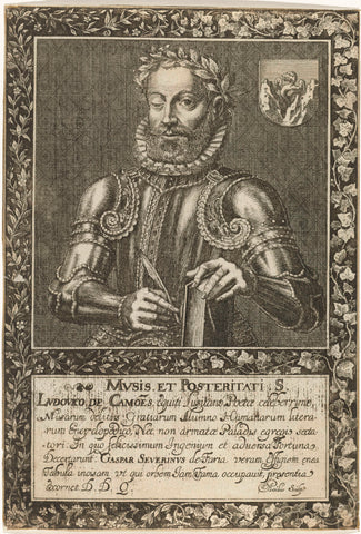 Portrait of Luis de Camões, Andries Pauli, 1610 - 1639 Canvas Print