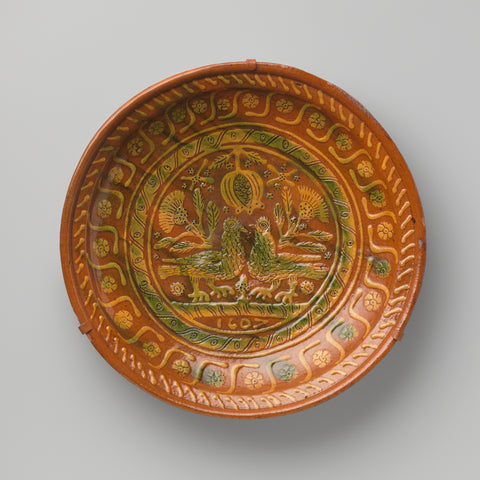 Dish with double-headed eagle and year 1607, anonymous, 1607 Canvas Print