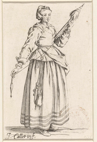 Woman with spider skirts and a reel in her hands, Jacques Callot, 1630 - 1661 Canvas Print