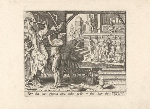 The fattened calf is slaughtered, Philips Galle, 1562 Canvas Print